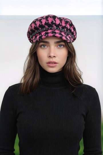 Kadın Desenli Zincir Detaylı Spor Şık Oduncu Unisex Standart Şapka