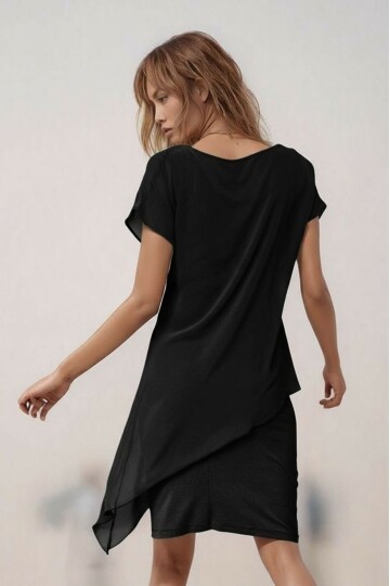 Kadın Eteği Pullu Üstü Şal Şifon Yakalı Şık Büyük Beden Yarım Kol Gece Abiye Elbise