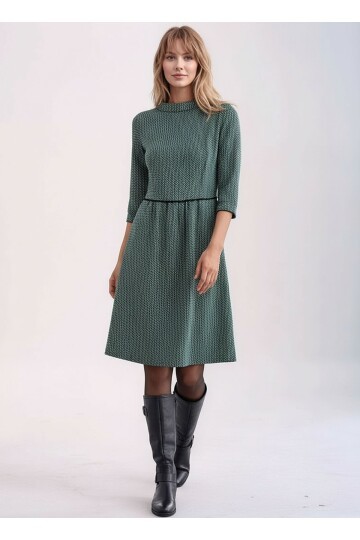 Kadın Degaje Yaka Uzun Kollu Cepli Büyük Beden Curve Şık Elbisesi