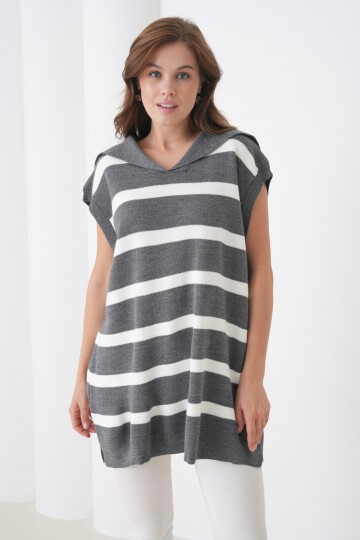 Kadın Kolsuz Gömlek Yaka Triko Tesettüre Uygun Spor Şık Yelek