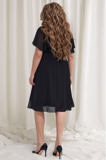 Kadın Taşlı Bisiklet Yaka Belden Oturmalı Şık Abiye Curve Büyük Beden Gece Elbise