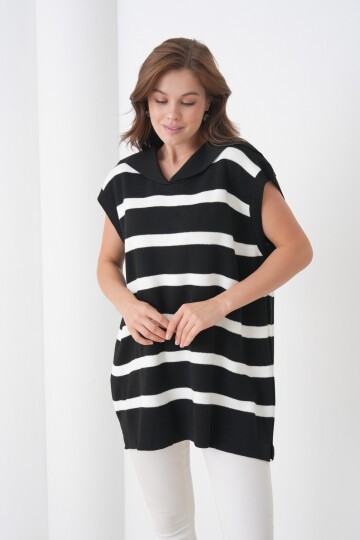 Kadın Kolsuz Gömlek Yaka Triko Tesettüre Uygun Spor Şık Yelek