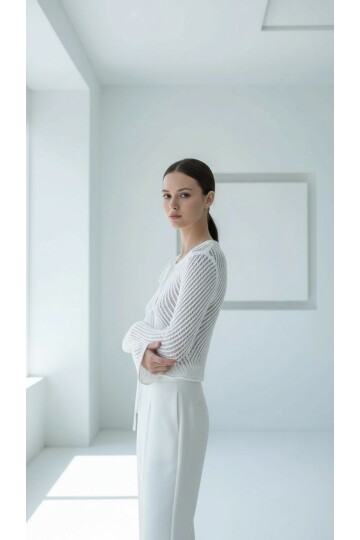 Kadın Bisiklet Yaka Önden Bağcıklı İspanyol Uzun Kol Spor Şık Ajurlu Tasarım Kısa Ceket