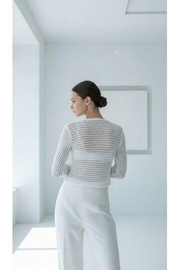 Kadın Bisiklet Yaka Önden Bağcıklı İspanyol Uzun Kol Spor Şık Ajurlu Tasarım Kısa Ceket