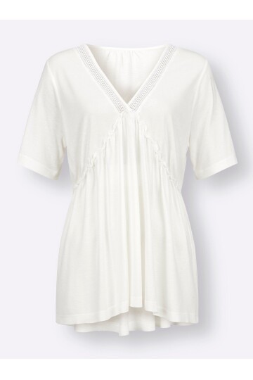 Kadın V Yaka Yarım Kol Yakası File Detay Şık Örme Rahat Kalıp Yazlık Bluz