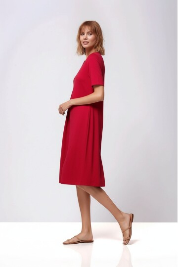 Kadın Yarım Kol Bisiklet Yaka Eteği Volanlı Spor Şık Büyük Beden Elbise