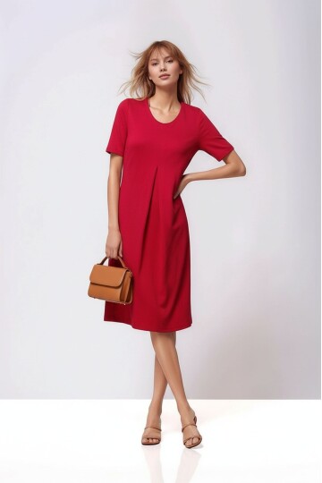 Kadın Yarım Kol Bisiklet Yaka Eteği Volanlı Spor Şık Büyük Beden Elbise