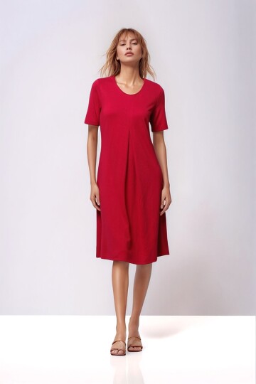 Kadın Yarım Kol Bisiklet Yaka Eteği Volanlı Spor Şık Büyük Beden Elbise